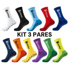 Kit 3 Meias Para Treino e Jogo Futebol Algodão Almofadadas De Alta Qualidade Antiderrapantes