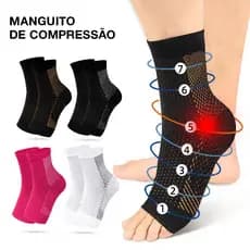 Kit 5 Meia Alta Compressão Veias Varicosas Prevenção Proteção do Tornozelo Meias Esportivas Unissex