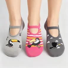 Kit 6 ou 3 Pares Meia Sapatilha Algodão Adulto Antiderrapante Pilates Yoga Fitness Feminina 33-39