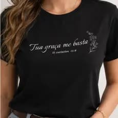 camiseta estilosa T-shirt Blusa Linda tua graça me basta Fé Camiseta Feminina Camiseta Feminina