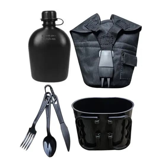 Kit River Cantil + Porta Cantil + Talher + Caneca Preto