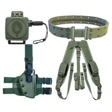 Cinto Na  + Suspensório Bolso + Coldre Robocop + Fiel Exercito Verde