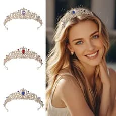 [B.Ling] Coroa de aniversário cocar estilo princesa coroa luz luxo artesanal strass coroa Premium