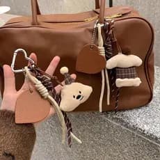[largeloohg] Criativo Xadrez Urso Bolo Sorvete Pingente De Pelúcia Chaveiro Bonito Corda Trançada Linda Bolsa Charme Moc