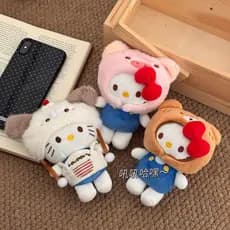 Olá Kitty pequeno leite cão chapelaria Taiyaki chaveiro de pelúcia bonito saco mochila pingente menina coração presente