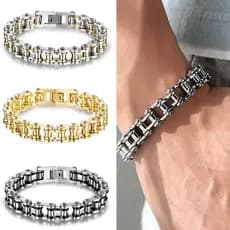 Pulseira De Bicicleta Masculina Aço Inoxidável Joias De Corrente De Motocicleta