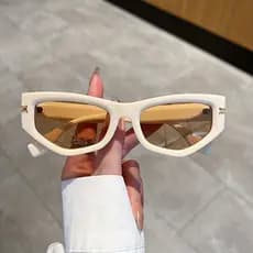 Óculos de Sol Estilo Olho de Gato para Mulheres e Homens, Óculos Esportivos com Detalhes Metálicos, Óculos Casuais para