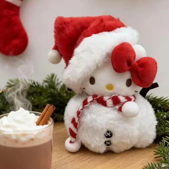 Natal boneco de neve estilo olá Kitty outono inverno dos desenhos animados boneca de pelúcia saco chaveiro pingente feri