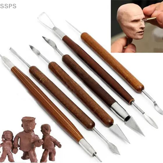 [SSPS] 6pcs Cerâmica De Escultura Em Argila Cera Ferramentas De Bricolagem Shapers Polymer Modeling Gift FAH