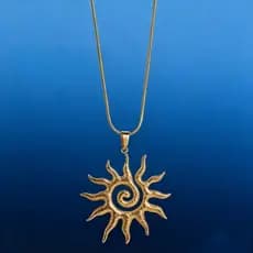 Colar com Pingente Sol Espiral, Brincos Ocos Simples para Mulheres, Joias de Férias, Presentes