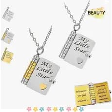Colar de Livro da Filha BEAUTYHOMEBR com Mini Pingente de Mensagem em Aço Inoxidável Dourado