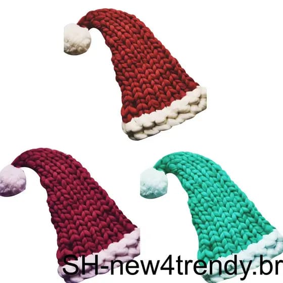 Feminino Bola Longa Malha Chapéu Boné Menina Natal Casual Gorro Inverno Crochê Pontudo