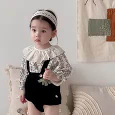 Bebê bebê primavera outono terno bebê recém-nascido menina renda doce estilo ocidental Floral macacão superior dois tern