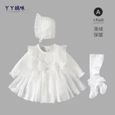 Bebê bebê cem dias vestido outono inverno forro de lã vestido de princesa estilo ocidental Super fofo bebê menina um ano