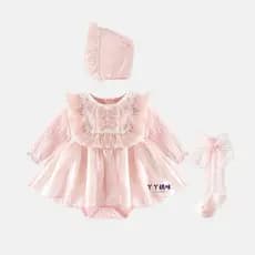 Mês inteiro roupas de bebê primavera outono roupas cem dias bebê menina doce luz luxo palácio vestido de princesa primei