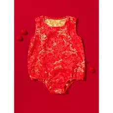 Bebê bebê vermelho dourado dragão roupas macacão do bebê recém-nascido mês inteiro cem dias macacão do bebê verão estilo