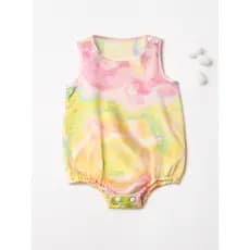 Verão bebê arco-íris gradiente seda macacão bebê amoreira seda fina macacão pijamas primavera outono bebê macacão