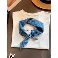 Estilo nórdico pintura a tinta pequeno lenço quadrado algodão lenço de seda feminino primavera verão All-Match moda cach