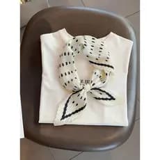 Lenço de seda pequeno feminino primavera versão coreana estilo ocidental Polka Dot Crinkle cachecol longo decorativo len