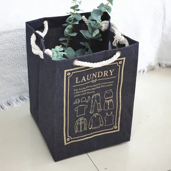 Nordic simples grande Denim arte cesta de armazenamento à prova dwaterproof água sacola roupas sujas cesta organizador s