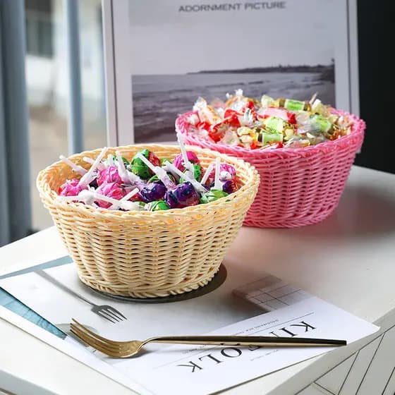 Prato de frutas imitação Rattan doces lanche cesta de frutas cesta de pipoca Bar KTV lanche cesta de sementes de girasso