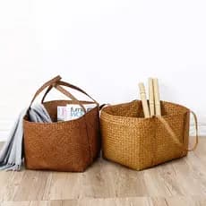 KENS cesta de roupas sujas banheiro grande cesta tecido nórdico cesta de compras palha brinquedo armazenamento ferrament