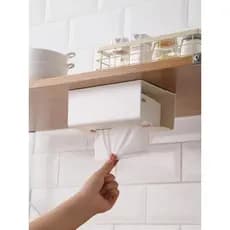 Caixa de tecido de cabeça para baixo para cozinha, lenços umedecidos para pendurar na parede, adesivos de papel para pen