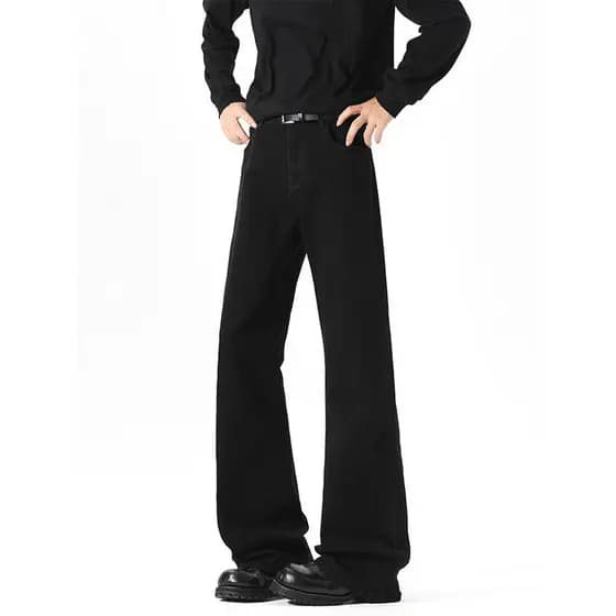 Cleanfit Micro queimado Jeans masculino fino ajuste preto vibe americano High Street calças largas meninos calças retas
