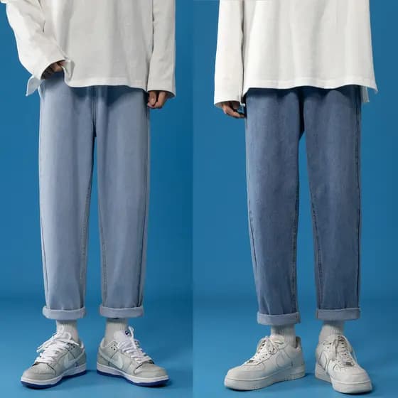 Primavera outono Jeans masculino solto Street Wear Retro lavado calças estilo Hong Kong ins na moda All-Match Casual cal