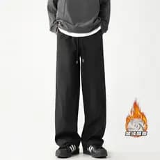 Outono inverno novo estilo estilo americano forro de lã Casual Sweatpants masculino esportes solto perna larga quente en