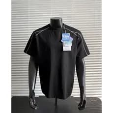 Street Wear Design costura de manga curta masculina primavera americano listrado solto camiseta vibe High street All-Mat
