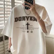 Cruz Waffle camiseta masculina verão americano pesado de manga curta Street Wear gordo Plus Size adolescente camiseta de
