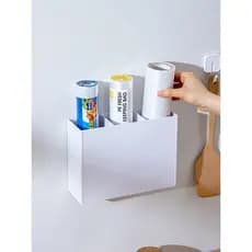 [Ferramenta útil de armazenamento de cozinha] Rolo de plástico para armazenamento de prateleira sem perfuração para port