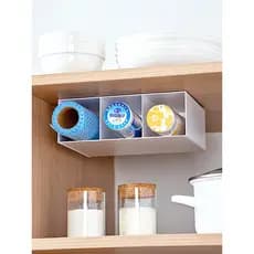 Rack de armazenamento de envoltório de plástico, armário de cabeça para baixo, rack interno em camadas, utilitário de es