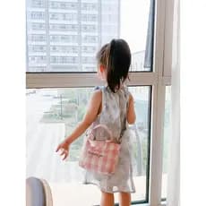 Novo estilo sacos infantis meninas xadrez bordado moda um ombro saco do mensageiro meninas Outing bolsa de viagem Shoul