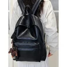 Retro mochila de couro macio moda All-Match na moda legal estudante mochila nova grande capacidade Unisex mochila de via