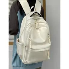 Novo couro do plutônio simples mochila feminina moda lazer viagem grande capacidade computador mochila estudantes do ens