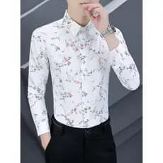 Estilista de cabelo camisa de manga média masculina verão noite clube fino ajuste exclusivo camisa Floral masculina de c