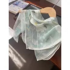 Lenço quadrado de seda leve 70cm primavera verão protetor solar proteção de pescoço lenço de seda lenço de tule feminino