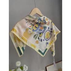 Outono itália luz amarelo seda algodão lenço quadrado 70cm outono inverno lenço fino feminino algodão puro pequeno xale