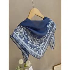 Clássico azul estilo chinês outono inverno algodão lenço quadrado 70cm lenço fino feminino primavera outono almofadas de