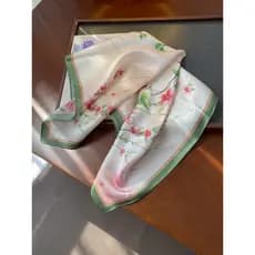 Primavera rosa salgueiro verde impresso pequeno lenço quadrado 100% lenço de seda amoreira feminino 2026 seda pequeno ca