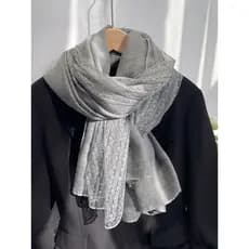 2026 novo estilo de renda algodão linho cachecol feminino primavera outono estilo fino cinza All-Match xale longo invern
