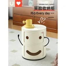 You Nai armário de armazenamento doméstico simples criativo mesa cabeceira quarto influenciador creme ins estilo Smiley