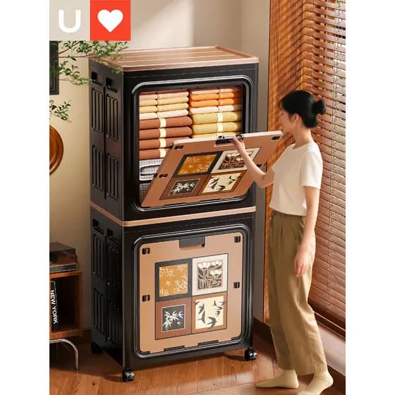 Youna caixa de armazenamento de roupas Clamshell grande capacidade dobrável sem instalação colcha estilo Medieval armaze