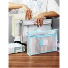 Saco de arquivo de grande capacidade tridimensional transparente grade saco informações à prova dwaterproof água zíper s