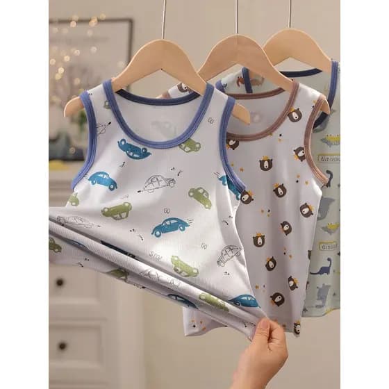 Mipink fruta rosqueada Modal + algodão colete infantil médio grande crianças estilingue meninos colete Bottoming topo