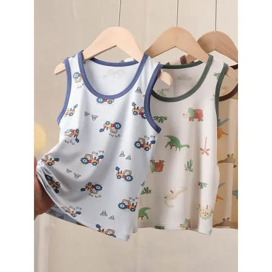 Mipink Guoguo Colete infantil em formato de I, médio e grande, com gola redonda, sem mangas, Top para meninos, estilingu