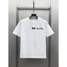Nacional na moda Design Floral bordado de manga curta camiseta masculina verão novo estilo americano em torno do pescoço