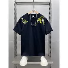 2025 verão em torno do pescoço fino manga curta camiseta masculina Street Wear juventude All-Match carta bordado